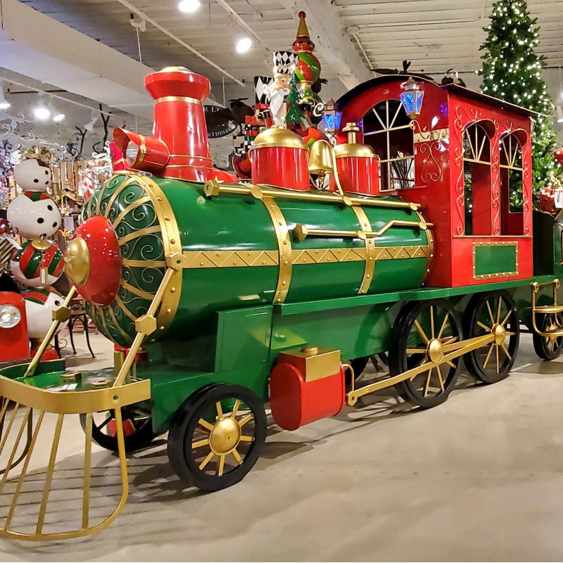 ZaerLtdInternational 16 ft. Long XLarge Iron Christmas Train with Cart
